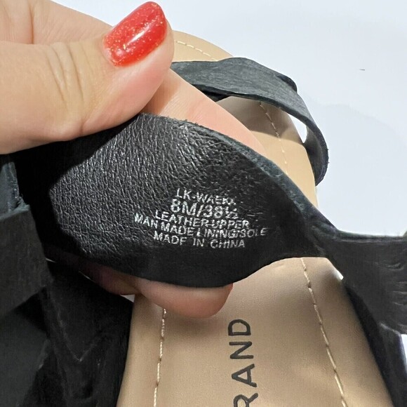 LUCKY BRAND WAEKA WEDGE SANDAL BLACK STRAPY LEATHER WOMEN’S SANDALS SIZE 8 M - Picture 7 of 12